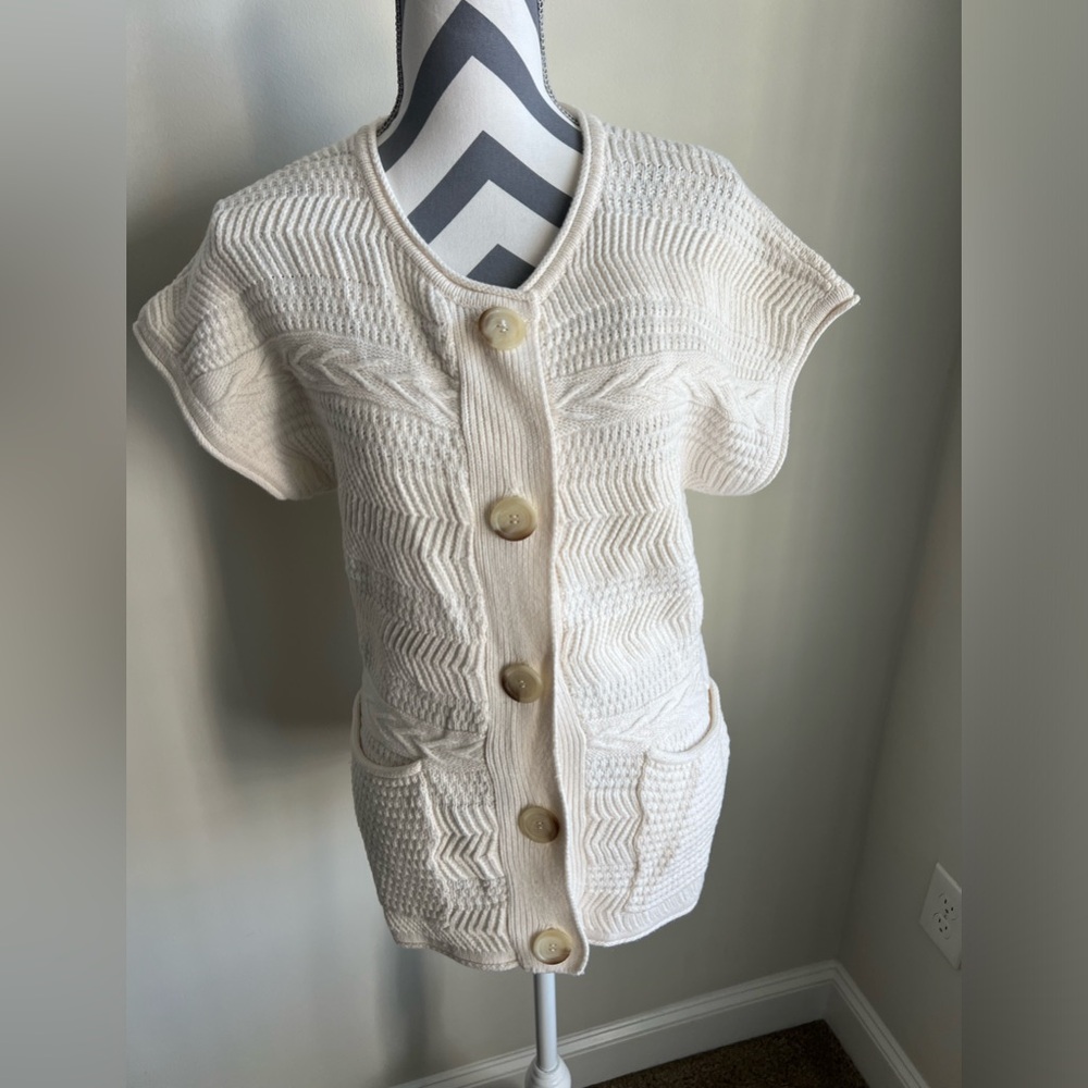 MICHAEL Michael Kors Shirt Sleeve Sweater - Cream - Size Small